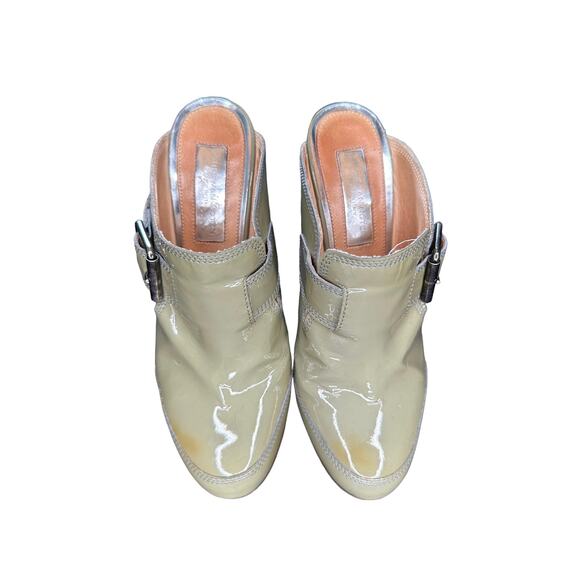 Dries Van Noten Green Buckle Patent Leather Forest Slip On Mules Size 7 1/2 - Picture 2 of 12